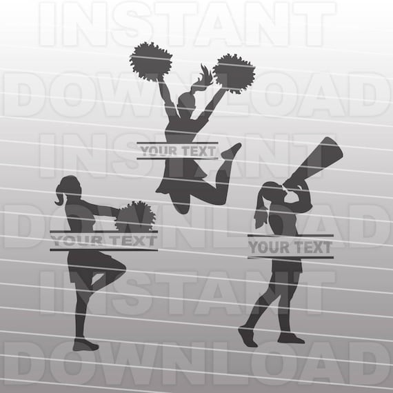 Cheer SVG File,Cheerleader Split Monogram SVG File -Personal & Commercial Use- cricut svg,silhouette svg,svg cuts,vector svg,vinyl files