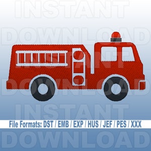 Firefighter Emergency Fire Truck Machine Embroidery Design Download,Filled Stitch,4X4 Hoop,PES File,JEF File,hus File,dst File,exp File