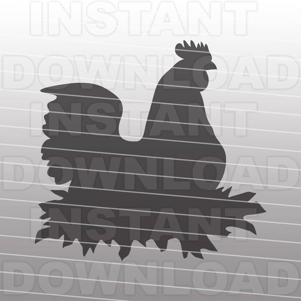 Hen on Nest SVG,Hen SVG File,Chicken svg-Cutting Template-Vector Clip Art for Commercial & Personal Use-Cricut,Cameo,Silhouette,Vinyl