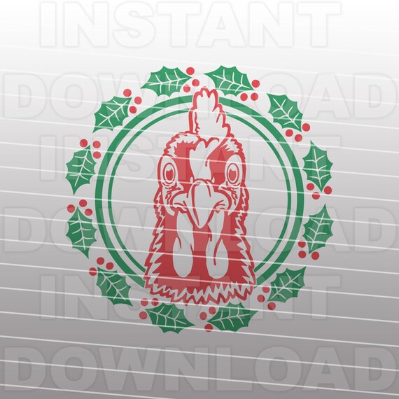 Download Chicken with Mistletoe Christmas Wreath SVG FileFarmhouse ...