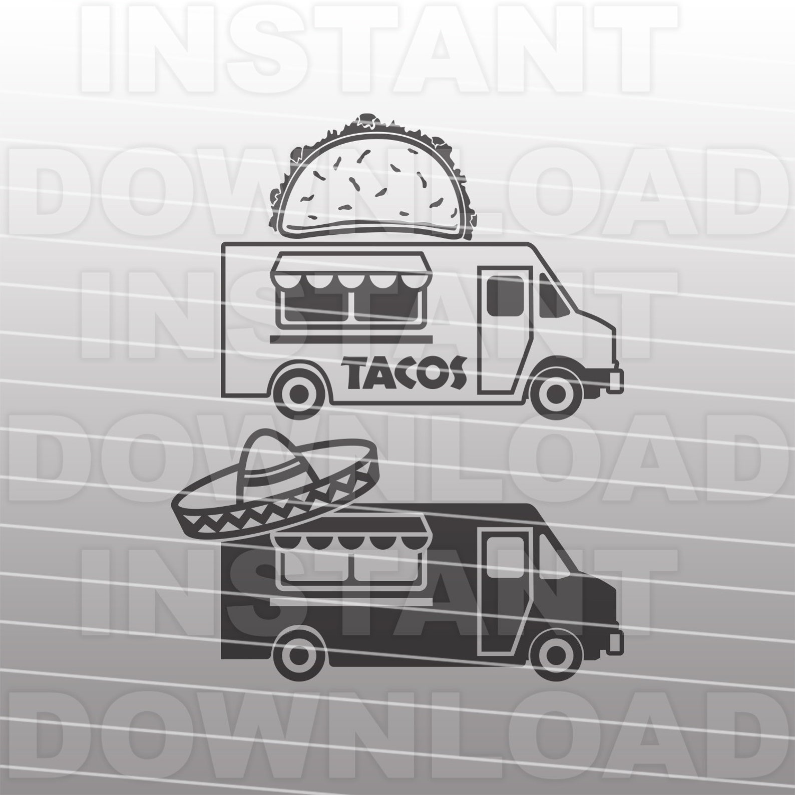 Taco Truck SVG FileFood Truck SVG Vector Art Commercial & Etsy