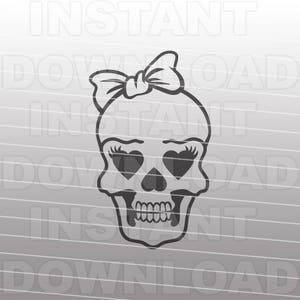 Cute Girl Skull SVG File,Bones svg,Skeleton SVG,Halloween SVG -Vector Art for Commercial & Personal Use- Cricut,Cameo,Silhouette,Vinyl Decal