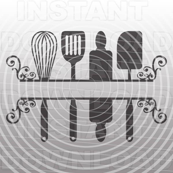 Fichier SVG de cuisine, cuisine monogramme SVG, cuisine s’épanouir, vecteur Clip Art pour usage Commercial et personnel-Cricut, camée, vinyle, Silhouette, couper fichier