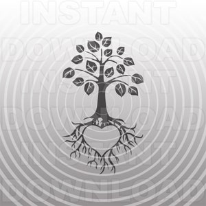 Tree with Roots and Heart SVG File,Family Tree SVG,Family Reunion svg -Vector Art Commercial/Personal Use- Cricut,Silhouette,Cameo,Vinyl Cut
