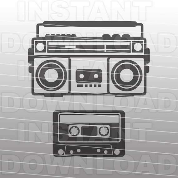 1980s Boombox Mix Tape Music SVG File -Commercial & Personal Use- Vector svg file for Cricut,svg file for Silhouette,Heat Transfer Vinyl