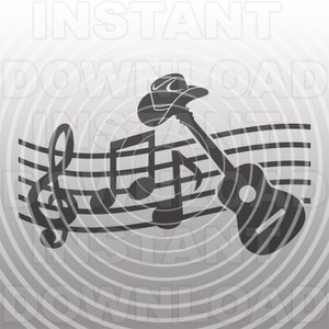 Country muziek SVG-bestand, gitaar SVG, muzieknoten SVG, gitarist SVG-vector kunst commercieel/persoonlijk gebruik-Cricut, silhouet, cameo, vinyl decal