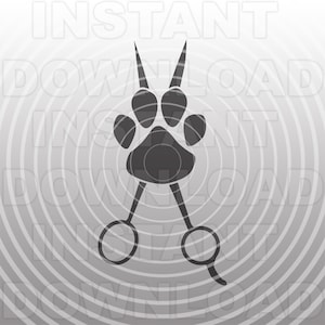 Toiletteur pour chiens svg, Ciseaux de toilettage pour chiens et empreinte de patte SVG -Vector Art Commercial &Utilisation personnelle- Cricut,Silhouette,Cameo,Vinyl Cut,Vinyl Decal