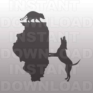 Arquivo SVG de Illinois Coon Hunting, Raccoon SVG - Arte vetorial para uso comercial e pessoal - arquivo svg para Cricut, Silhouette Cameo, Design de vinil, htv