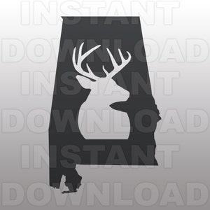 Alabama Deer Head SVG File, Buck SVG File-Vector Clip Art for Commercial & Personal Use-vector art file Cricut, Cameo, Silhouette, Vinyl, Decal