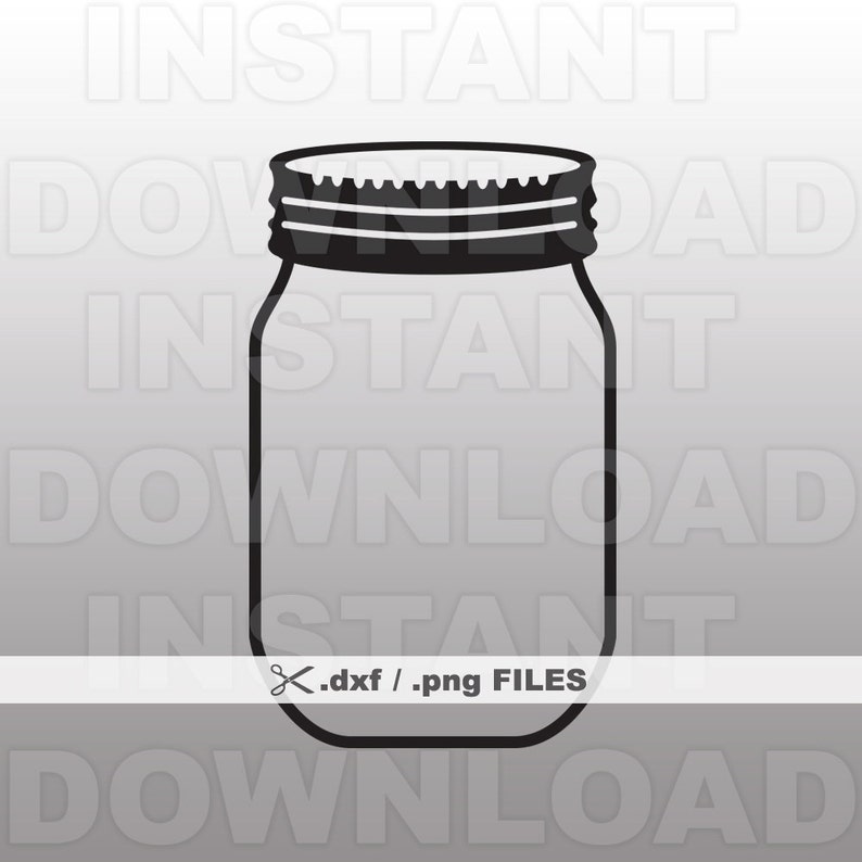 May include: Black and white silhouette of a mason jar with a lid. The jar is empty and has a simple design.