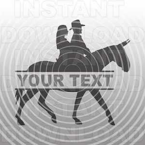 Cowboy und Cowgirl Reiten ein Maultier SVG-Datei, Paar Reiten Doppel SVG, Split Monogramm svg-kommerzielle/persönliche Nutzung-Cricut,Silhouette,Cameo,Vinyl