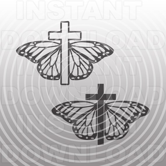 Download Monarch Butterfly Cross Svg Filebutterfly Memorial Svg Etsy