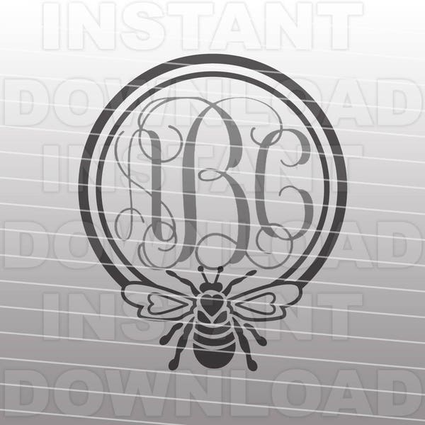 Queen Bee Monogram SVG File,Honey Bee SVG File - Commercial & Personal Use - vector clip art for Cricut,svg file for Silhouette,vinyl cutter