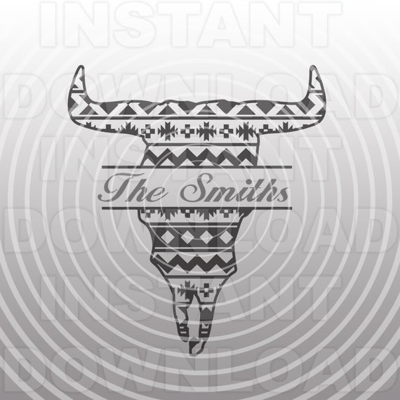 Download Cow Skull With Southwest Pattern Svg Filesplit Monogram Etsy
