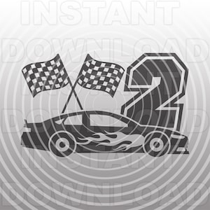 Race auto verjaardag SVG-bestand, tweede verjaardag SVG, jongens 2e verjaardag SVG-commercieel en persoonlijk gebruik-Cricut, silhouet, cameo, opstrijkbare vinyl, htv