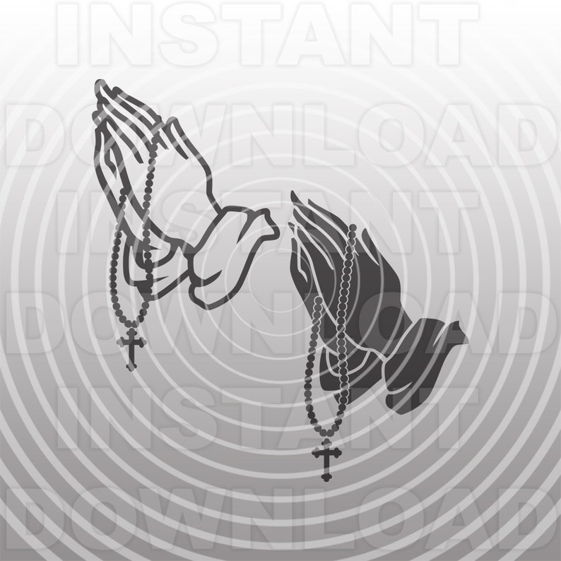 Download Praying Hands with Rosary SVG FileReligious Catholic SVG | Etsy