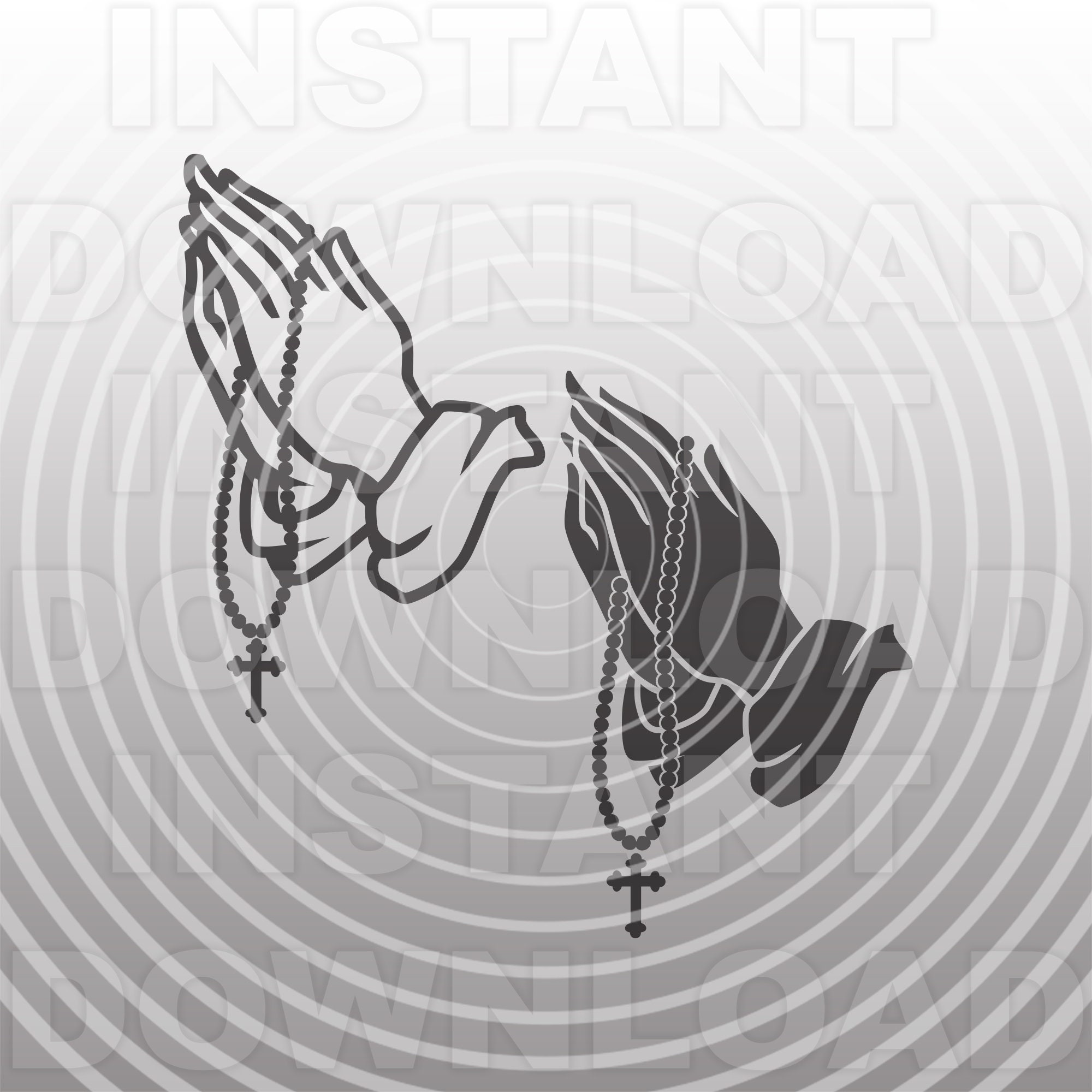 Download Praying Hands With Rosary Svg Filereligious Catholic Svg Etsy