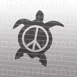 File SVG tartaruga marina, tartaruga marina con simbolo di pace SVG, tartaruga marina hawaiana SVG - arte vettoriale commerciale e uso personale - Cricut, Silhouette Cameo
