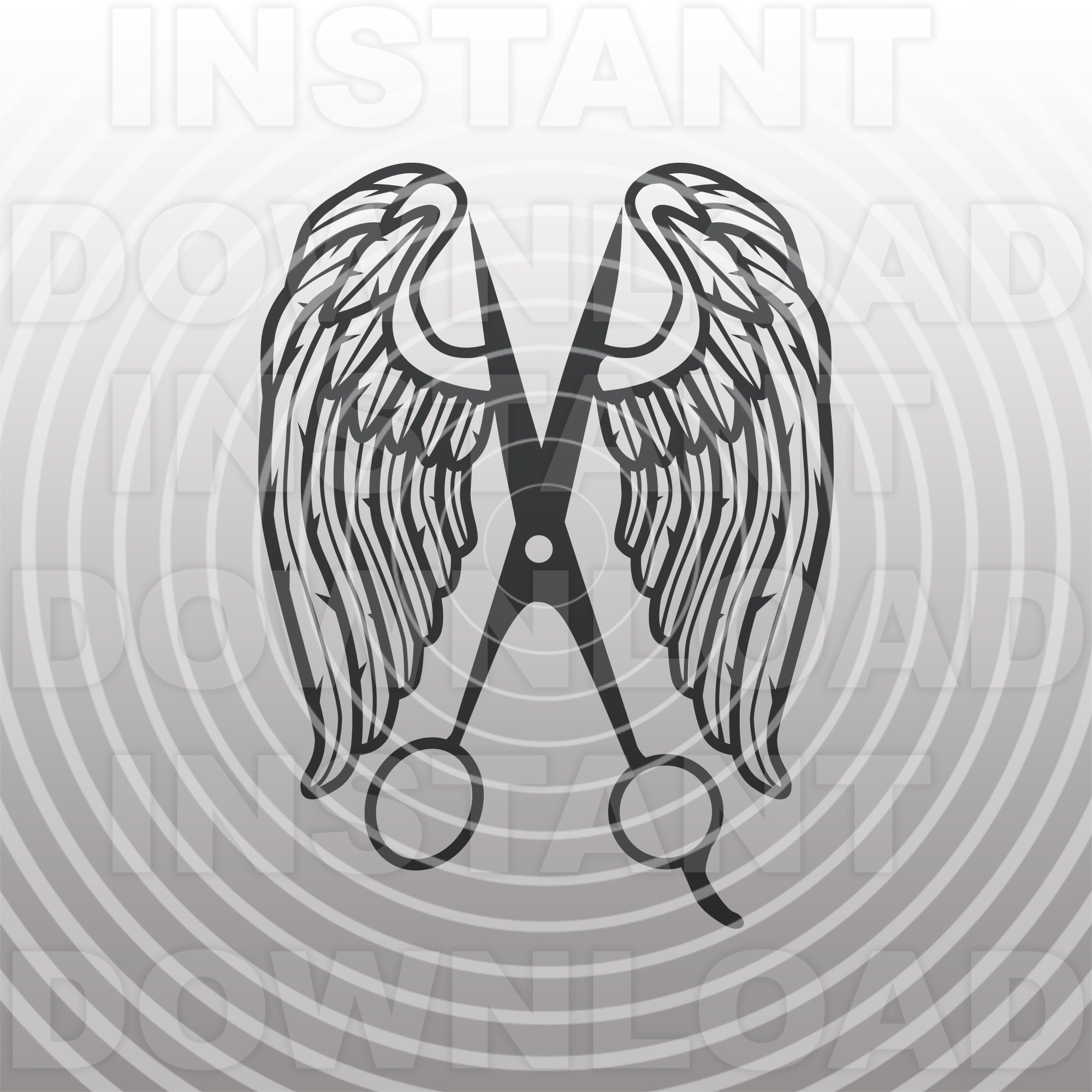 Hairstylist Scissors with Wings SVG FileHairdresser Etsy