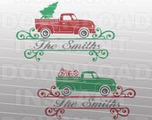 Old Christmas Truck Monogram Frame SVG -For Commercial & Personal Use- Vector Clip Art Cricut,Silhouette Cameo,Iron On vinyl Shirt Decal