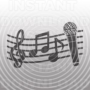 Archivo SVG de micrófono, Notas musicales SVG, Cantante SVG, Músico svg -Vector Art Uso comercial/personal-Cricut,Silueta,Calcomanía de vinilo,Hierro en vinilo
