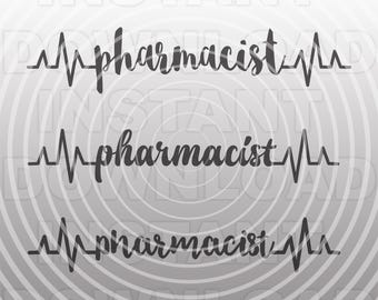 Pharmacist Heartbeat SVG, Pharmacy Tech Pulse Vector Art, Medical EKG Clipart for Cricut Silhouette, Commercial Use Digital Vinyl Cut File