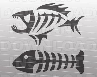 Fishing SVG File,Fish Bones SVG File,Tribal Fish Skeleton SVG File - Vector Clip Art for Commercial & Personal Use-Cricut,Silhouette Cameo