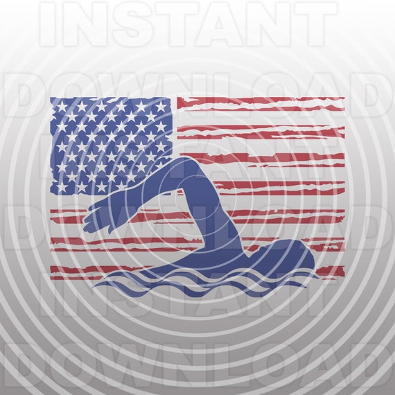 Download Free Patriotic Swimmer Svg Filedistressed Usa Flag Svgswimming Etsy SVG Cut Files