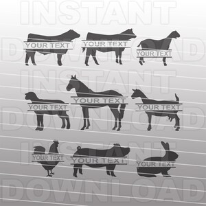 Stock Show Animals Split Monogram Collection SVG File,Farm Animals SVG File-Vector Art for Commercial & Personal Use Cricut,Silhouete,Vinyl