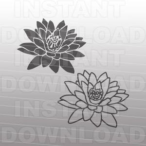 Arquivo SVG de nenúfar, flor de lótus SVG, floral svg - uso comercial e pessoal - arquivo de corte SVG de arte vetorial para silhueta e cortador Cricut