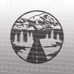 Open Road Highway Mountain Scene SVG-bestand, Road Trip SVG, Familievakantie SVG - Commercieel en persoonlijk gebruik - Cricut, Cameo, Silhouet, Vinyl Cut