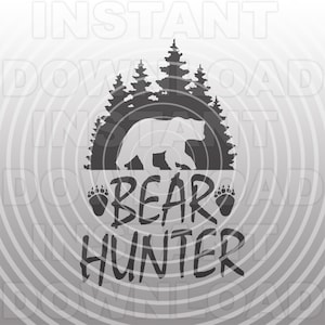 Bär Jäger Wald Szene SVG Datei,Bear Paw Print Track SVG -Vector Clip Art kommerziellen und persönlichen Gebrauch- Cricut,Silhouette,Cameo,Vinyl Aufkleber