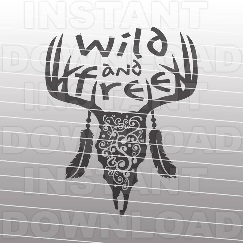 Download Wild and Free SVG FileFancy Deer Skull SVG FileWestern svg ...