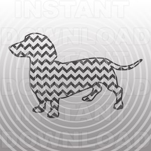 Dachshund SVG File,Weiner Dog with Chevron Pattern SVG File -VectorArt Commercial & Personal Use- Cricut,Cameo,Silhouette,Iron On Vinyl Cut