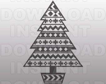 Aztec Christmas Tree Monogram Frame Cuttable Design PNG DXF SVG /& eps File Silhouette Designs Cameo