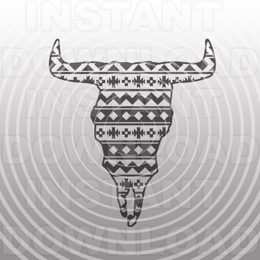 Cow Skull SVG File,aztec Pattern Svg,aztec Cow Skull Svg,boho Cow Skull ...