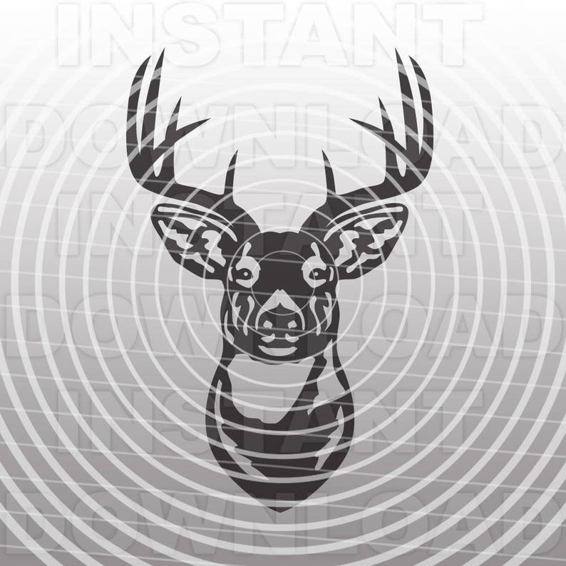 Buck Head Deer Hunting SVG File Cutting Template-Silhouette image 3.