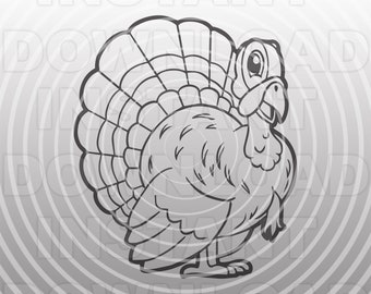 Cute Hand Drawn Cartoon Turkey SVG File,Turkey Drawing SVG,Thanksgiving Turkey SVG,Commercial-Personal Use,Cricut,Silhouette Cameo,Vinyl Cut