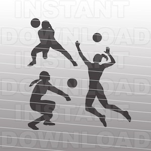 Volleyball Players SVG File,Girls Volleyball SVG File,Sports SVG File-Vector Clip Art for Commercial & Personal Use-Cricut,Cameo,Silhouette