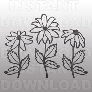 Plik SVG Black Eyed Susan Flower Gardening - do użytku komercyjnego i osobistego - Grafika wektorowa dla Cricut, kamea sylwetkowa, naklejka na koszulkę z winylu do prasowania