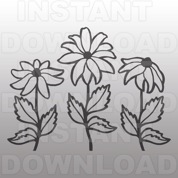 Black Eyed Susan Flower Gardening SVG File -For Commercial & Personal Use- Vector Art for Cricut,Silhouette Cameo,Iron On vinyl Shirt Decal