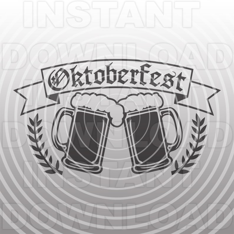 Puede incluir: Ilustraci&oacute;n en blanco y negro de dos jarras de cerveza chocando con una pancarta que dice "Oktoberfest".