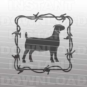 Fichier SVG de chèvre Boer en fil de fer barbelé, fichier SVG de chèvre, animal de ferme SVG-Vector Clip Art pour un usage commercial et personnel-Cricut, camée, silhouette, fichier coupé
