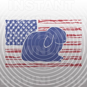 Holland Lop Rabbit USA Patriotic Flag SVG File,Show Rabbit SVG -Vector Art Commercial & Personal Use- Cricut,Silhouette,Cameo,Vinyl Decal
