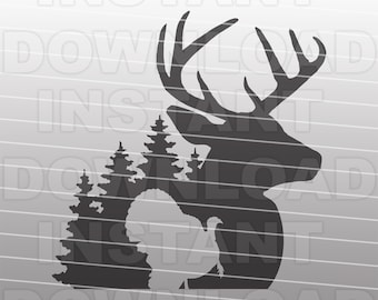 Buck SVG File,Turkey Hunting SVG,Forest SVG,Deer Hunter svg -Vector Clipart Commercial & Personal Use-Cricut,Silhouette,Cameo,vinyl decal