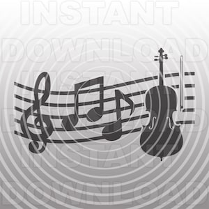 Cello SVG-bestand, muzieknoten SVG, violist SVG, orkest SVG-vector kunst commercieel/persoonlijk gebruik-Cricut, silhouet, vinyl sticker, opstrijkbare vinyl