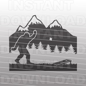 Bigfoot Playing Cornhole SVG File,Sasquatch svg -Vector Clipart Commercial & Personal Use- Cricut,Silhouette,Cameo,Vinyl Cut,Vinyl svg