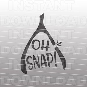 May include: A black and white graphic of a wishbone with the words "OH SNAP!" in a bold, playful font. The wishbone is broken, with a jagged edge indicating it has snapped. The design is simple and modern.
