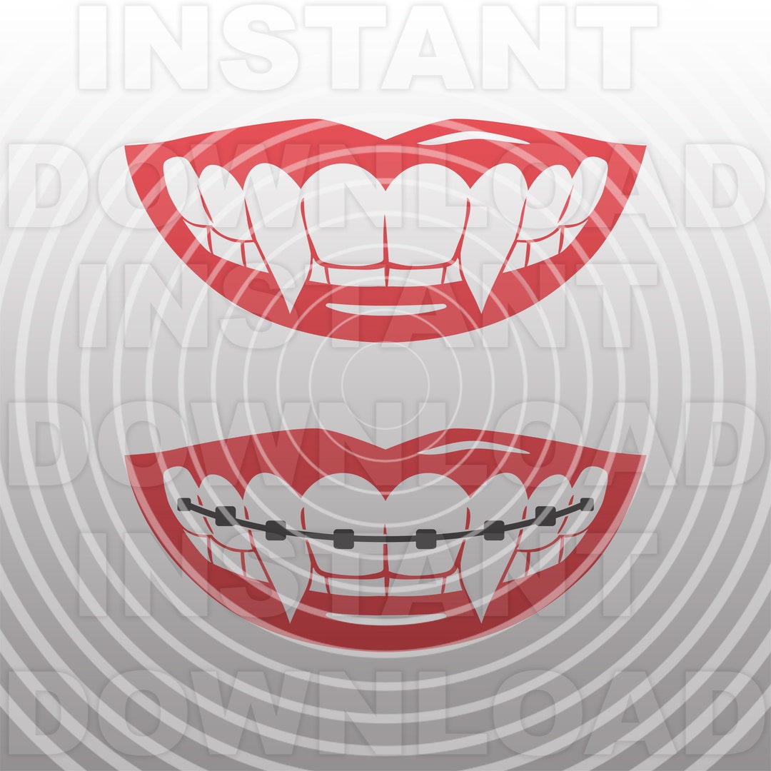 Vampire Teeth Smiling With Braces SVG File,vampire Fangs SVG vector