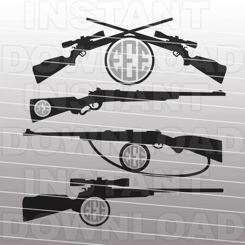 Download Rifles Monogram Hunting Gun SVG File Cutting Template-Clip ...